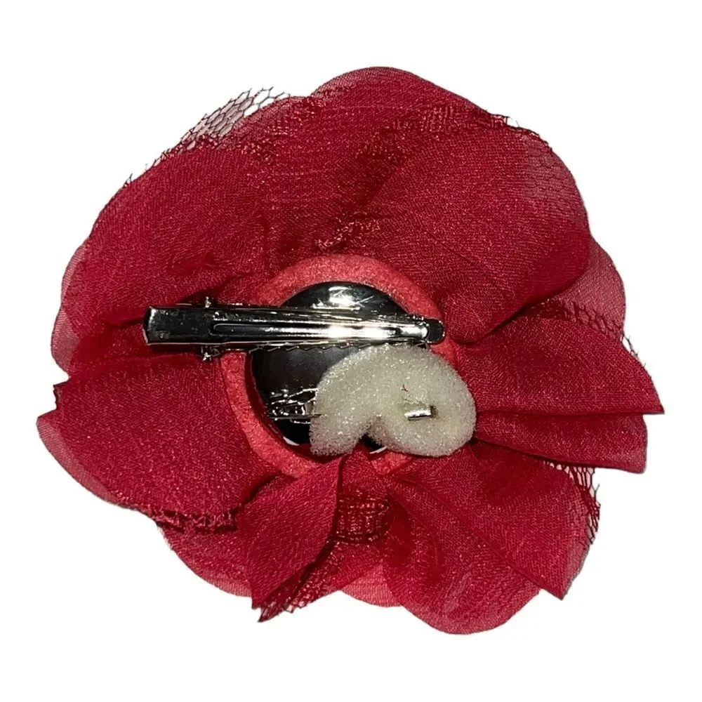 Thirty One Small Rosette Clip Pin Coral Pink New